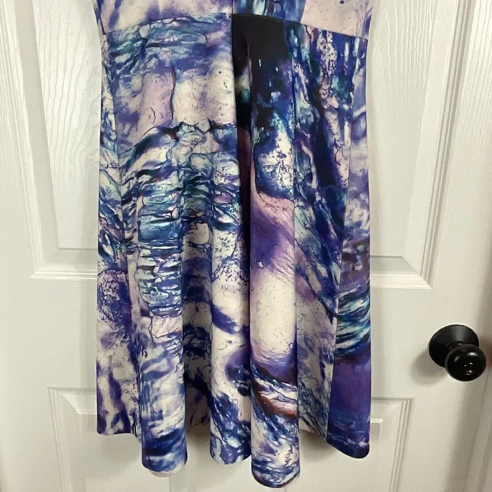 Gabriela Cadena Marbled Over Womens Dress Size 4 Cocktail Designer Cap Sleeve T1 - Picture 7 of 12